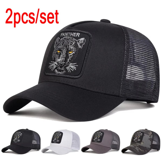 Unisex PANTHER Embroidery Baseball Net Caps Spring and Summer Outdoor Adjustable Casual Hats Sunscreen Hat