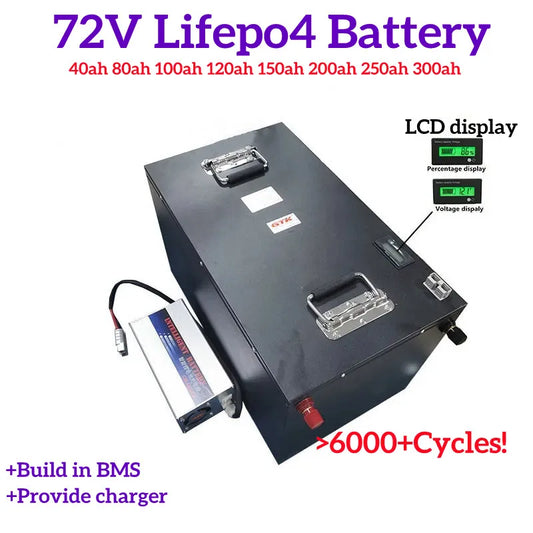 GTK 72V battery lifepo4 40AH 80AH 100AH 120AH 150AH 200AH 250AH 300AH for 1000W 2000W Energy Storage RV Hybrid Car