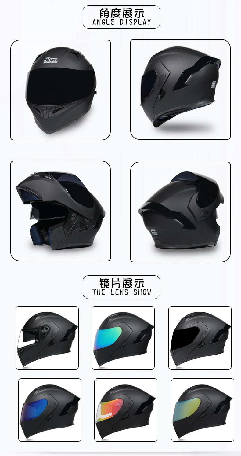 Flip Up Motorcycle Helmet Double lens full face helmet High quality DOT approved Moto cascos motociclistas capacete
