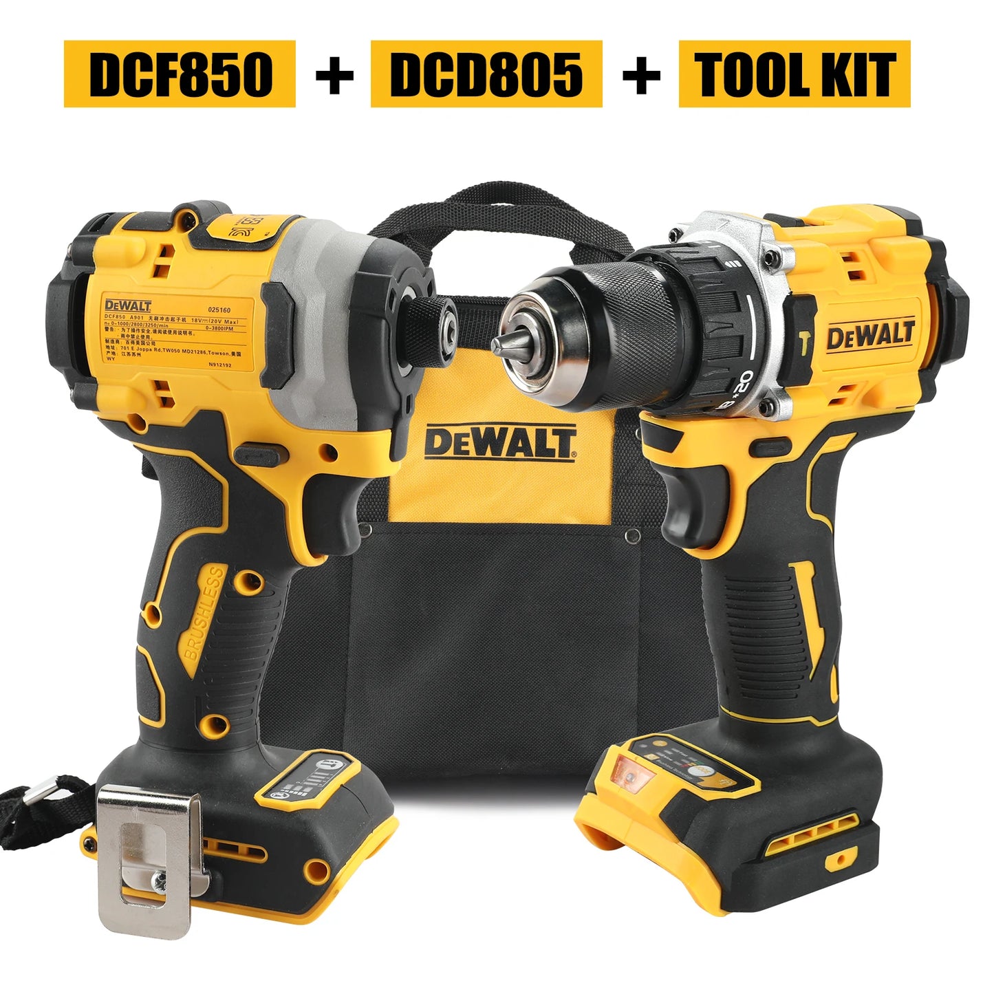 DeWalt Lithium Brushless Motor Screwdriver Electric Screwdriver Electric Hand Drill Impact Drill Combination DCF805 DCD850 New