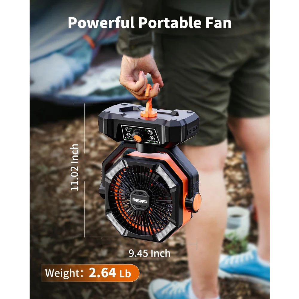 20000mAh Battery Camping Fan with 4 LED Lantern 8 Speeds Desk Fan Portable Outdoor Fan for Outdoor Camping Tent and Fishing